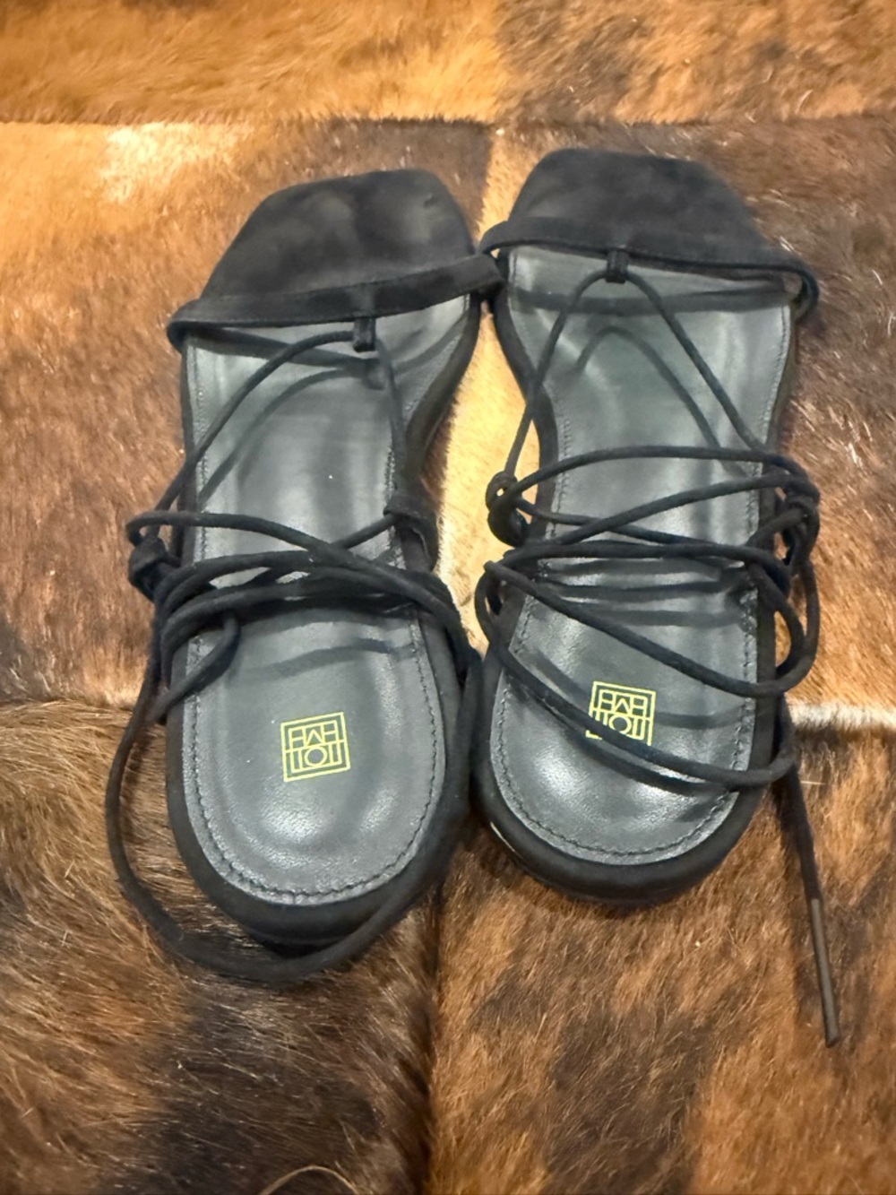 Toteme Black Suede Ankle Toe Sandals - Picture 5 of 7